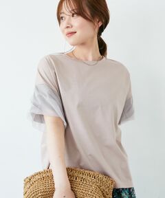 le.coeur blanc / ルクールブラン カットソー | 《手洗い可能》チュールねじりスリーブフレンチプルオーバー