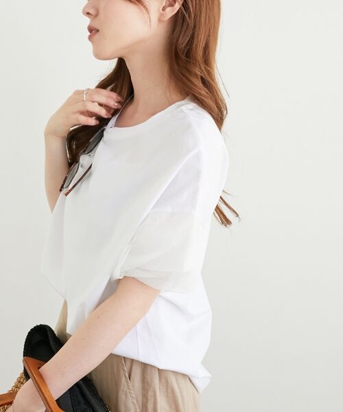 le.coeur blanc / ルクールブラン カットソー | 《手洗い可能》チュールねじりスリーブフレンチプルオーバー | 詳細4