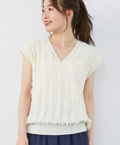 le.coeur blanc / ルクールブラン ニット・セーター | 《手洗い可能》フリンジVネックフレンチニット