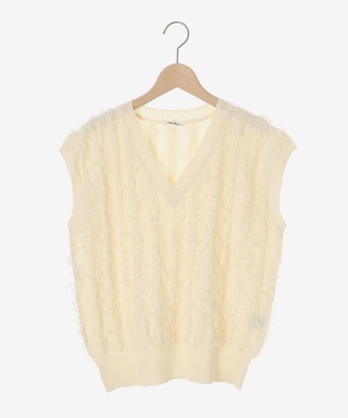 le.coeur blanc / ルクールブラン ニット・セーター | 《手洗い可能》フリンジVネックフレンチニット | 詳細1
