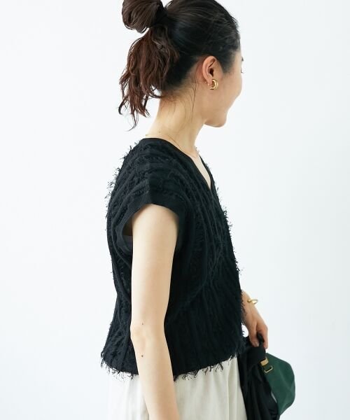 le.coeur blanc / ルクールブラン ニット・セーター | 《手洗い可能》フリンジVネックフレンチニット | 詳細14