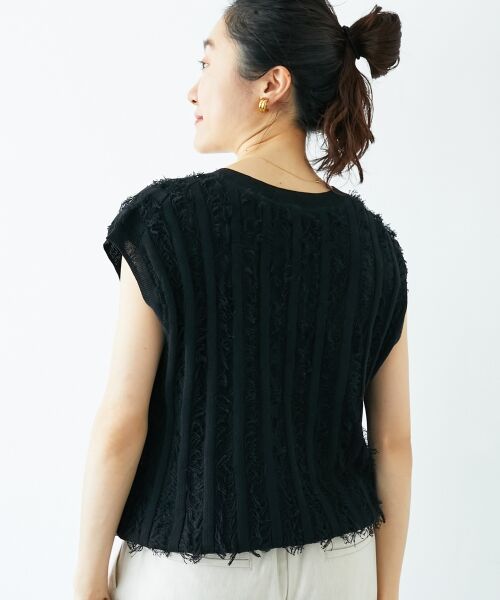 le.coeur blanc / ルクールブラン ニット・セーター | 《手洗い可能》フリンジVネックフレンチニット | 詳細15