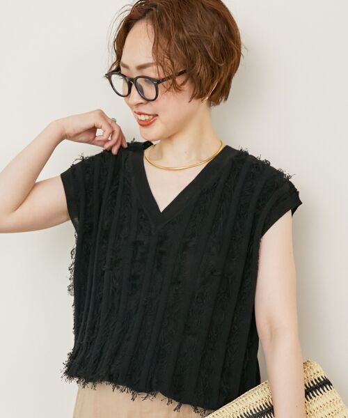 le.coeur blanc / ルクールブラン ニット・セーター | 《手洗い可能》フリンジVネックフレンチニット | 詳細25