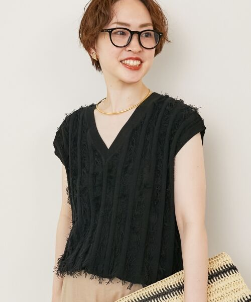 le.coeur blanc / ルクールブラン ニット・セーター | 《手洗い可能》フリンジVネックフレンチニット | 詳細26