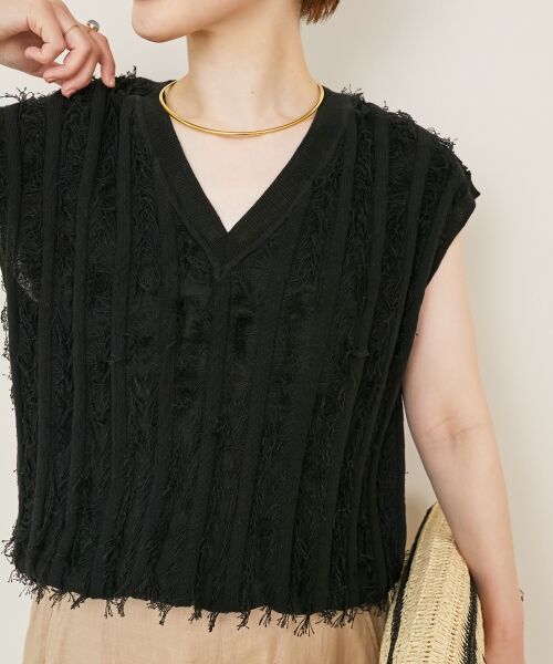 le.coeur blanc / ルクールブラン ニット・セーター | 《手洗い可能》フリンジVネックフレンチニット | 詳細28