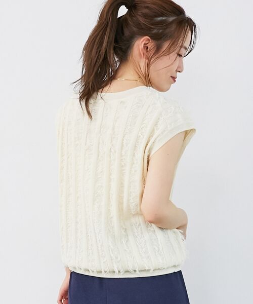 le.coeur blanc / ルクールブラン ニット・セーター | 《手洗い可能》フリンジVネックフレンチニット | 詳細4