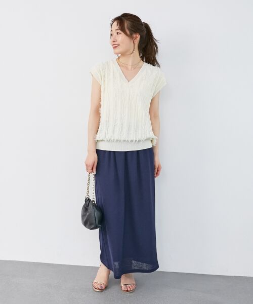 le.coeur blanc / ルクールブラン ニット・セーター | 《手洗い可能》フリンジVネックフレンチニット | 詳細6