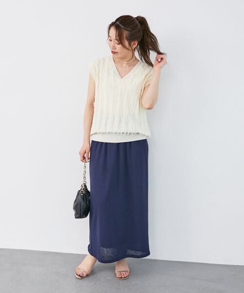 le.coeur blanc / ルクールブラン ニット・セーター | 《手洗い可能》フリンジVネックフレンチニット | 詳細9