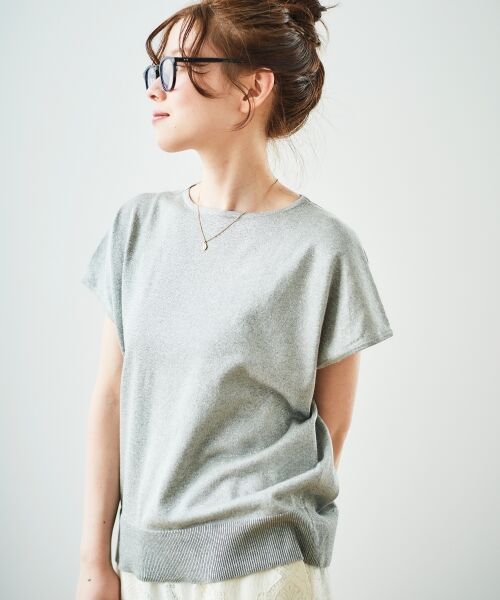 le.coeur blanc / ルクールブラン ニット・セーター | 《手洗い可能》フレンチスリーブラメニット | 詳細3