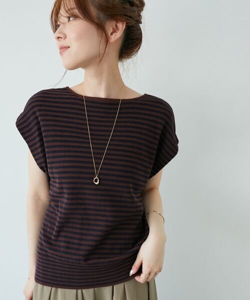 le.coeur blanc / ルクールブラン ニット・セーター | 《手洗い可能》柄編みボーダーフレンチニット | 詳細2