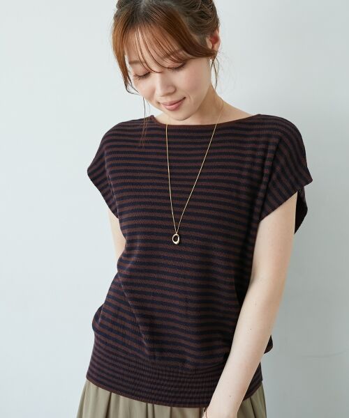 le.coeur blanc / ルクールブラン ニット・セーター | 《手洗い可能》柄編みボーダーフレンチニット | 詳細3