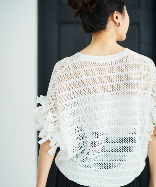 le.coeur blanc / ルクールブラン ニット・セーター | 透かし編みリボンVネックフレンチ | 詳細16