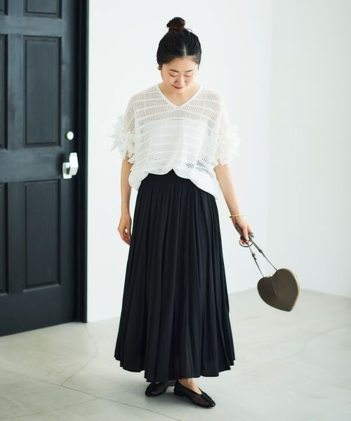 le.coeur blanc / ルクールブラン ニット・セーター | 透かし編みリボンVネックフレンチ | 詳細17