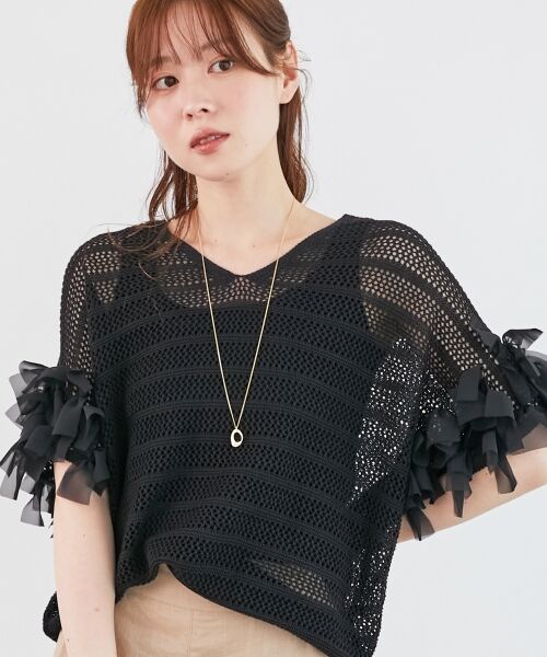 le.coeur blanc / ルクールブラン ニット・セーター | 透かし編みリボンVネックフレンチ | 詳細27