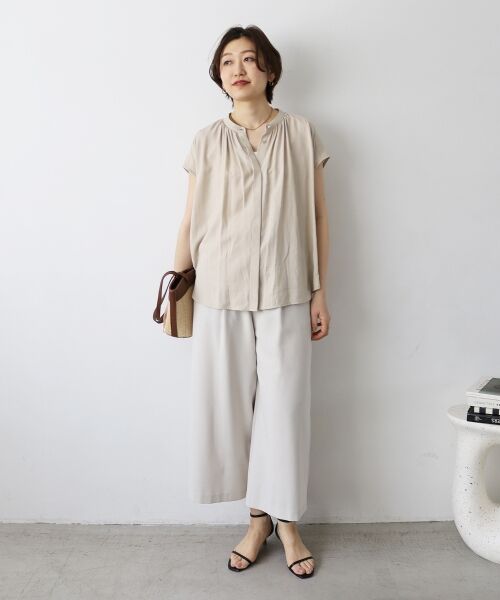 le.coeur blanc / ルクールブラン シャツ・ブラウス | 《手洗い可能》T/R追撚フレンチスリーブブラウス | 詳細12