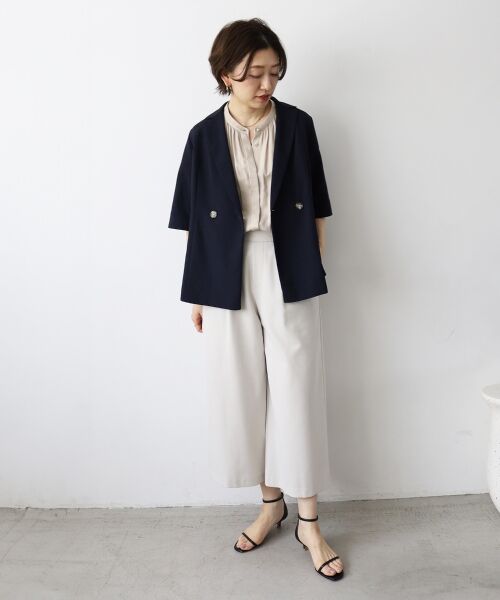 le.coeur blanc / ルクールブラン シャツ・ブラウス | 《手洗い可能》T/R追撚フレンチスリーブブラウス | 詳細14