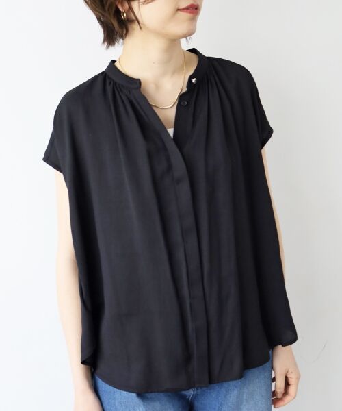 le.coeur blanc / ルクールブラン シャツ・ブラウス | 《手洗い可能》T/R追撚フレンチスリーブブラウス | 詳細16