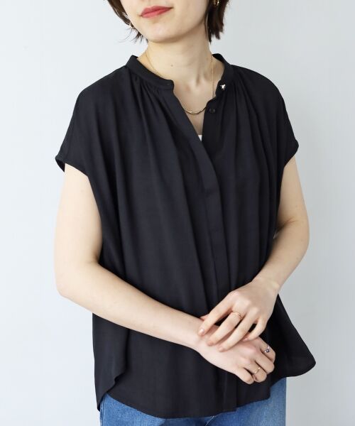 le.coeur blanc / ルクールブラン シャツ・ブラウス | 《手洗い可能》T/R追撚フレンチスリーブブラウス | 詳細17