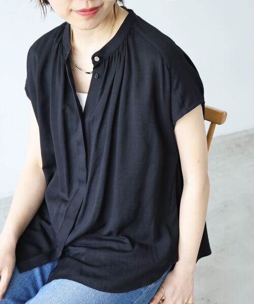 le.coeur blanc / ルクールブラン シャツ・ブラウス | 《手洗い可能》T/R追撚フレンチスリーブブラウス | 詳細19