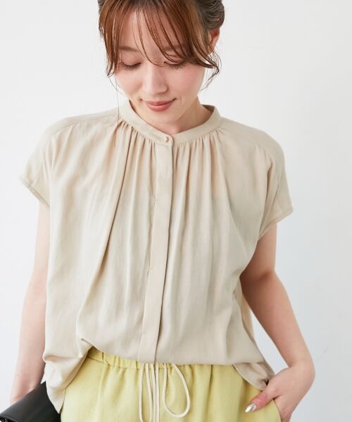 le.coeur blanc / ルクールブラン シャツ・ブラウス | 《手洗い可能》T/R追撚フレンチスリーブブラウス | 詳細2