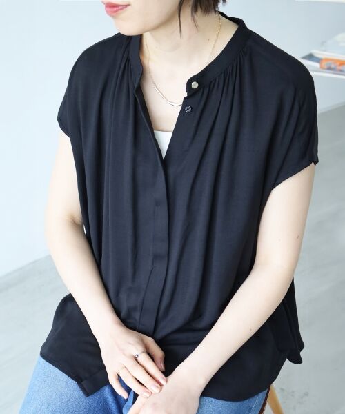 le.coeur blanc / ルクールブラン シャツ・ブラウス | 《手洗い可能》T/R追撚フレンチスリーブブラウス | 詳細20