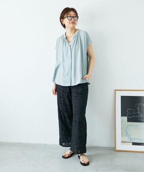 le.coeur blanc / ルクールブラン シャツ・ブラウス | 《手洗い可能》T/R追撚フレンチスリーブブラウス | 詳細26