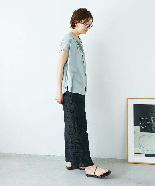 le.coeur blanc / ルクールブラン シャツ・ブラウス | 《手洗い可能》T/R追撚フレンチスリーブブラウス | 詳細28