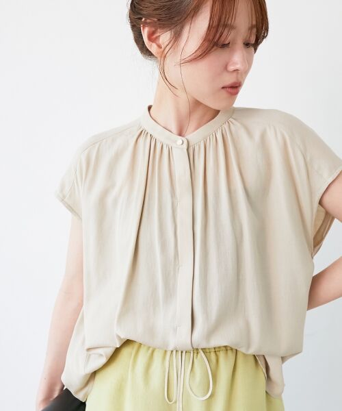 le.coeur blanc / ルクールブラン シャツ・ブラウス | 《手洗い可能》T/R追撚フレンチスリーブブラウス | 詳細3