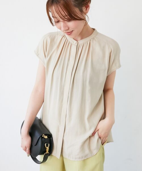 le.coeur blanc / ルクールブラン シャツ・ブラウス | 《手洗い可能》T/R追撚フレンチスリーブブラウス | 詳細6