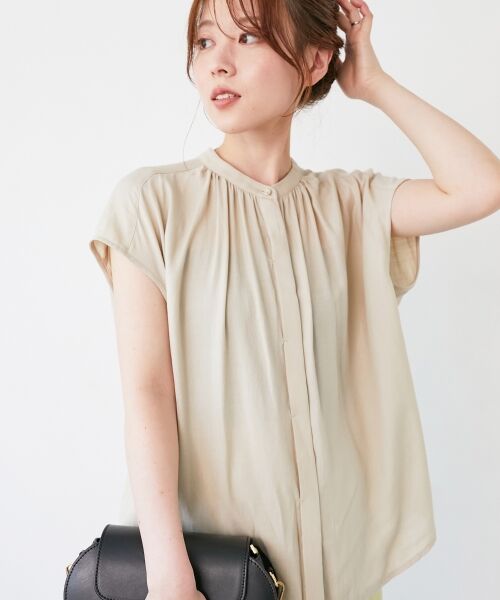 le.coeur blanc / ルクールブラン シャツ・ブラウス | 《手洗い可能》T/R追撚フレンチスリーブブラウス | 詳細7