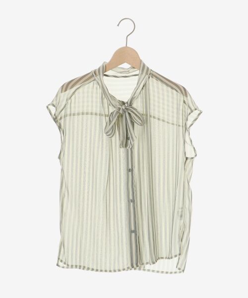 le.coeur blanc / ルクールブラン シャツ・ブラウス | 《手洗い可能》楊柳シアーストライプボウタイブラウス | 詳細1