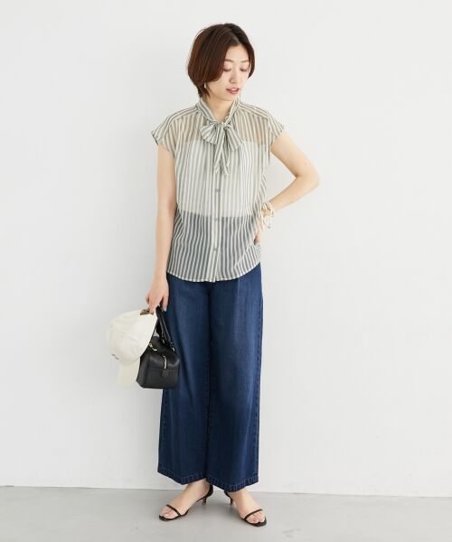 le.coeur blanc / ルクールブラン シャツ・ブラウス | 《手洗い可能》楊柳シアーストライプボウタイブラウス | 詳細11