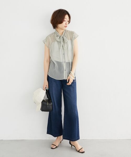 le.coeur blanc / ルクールブラン シャツ・ブラウス | 《手洗い可能》楊柳シアーストライプボウタイブラウス | 詳細12