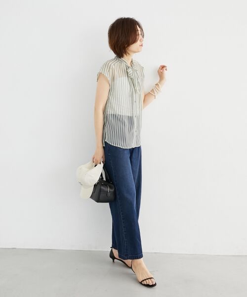 le.coeur blanc / ルクールブラン シャツ・ブラウス | 《手洗い可能》楊柳シアーストライプボウタイブラウス | 詳細13