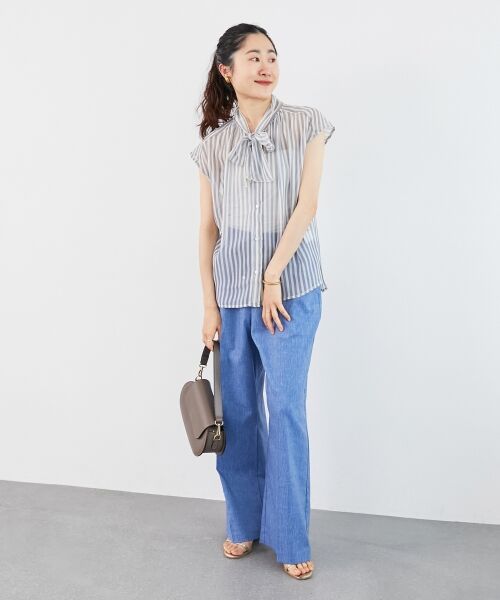 le.coeur blanc / ルクールブラン シャツ・ブラウス | 《手洗い可能》楊柳シアーストライプボウタイブラウス | 詳細21