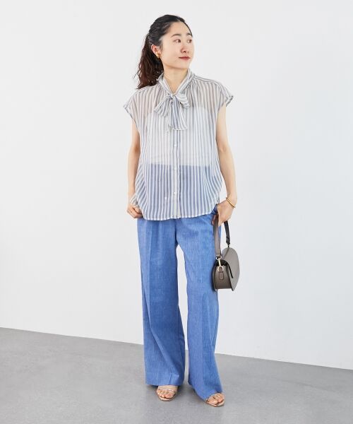 le.coeur blanc / ルクールブラン シャツ・ブラウス | 《手洗い可能》楊柳シアーストライプボウタイブラウス | 詳細22
