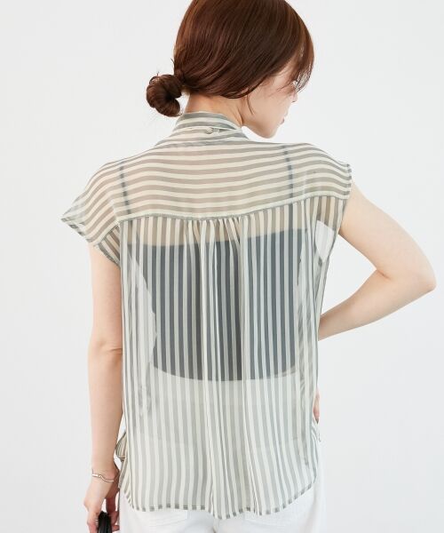 le.coeur blanc / ルクールブラン シャツ・ブラウス | 《手洗い可能》楊柳シアーストライプボウタイブラウス | 詳細5