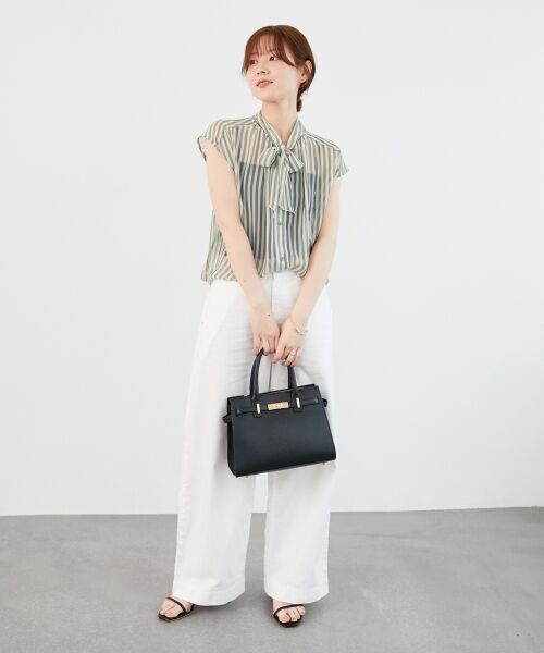 le.coeur blanc / ルクールブラン シャツ・ブラウス | 《手洗い可能》楊柳シアーストライプボウタイブラウス | 詳細6