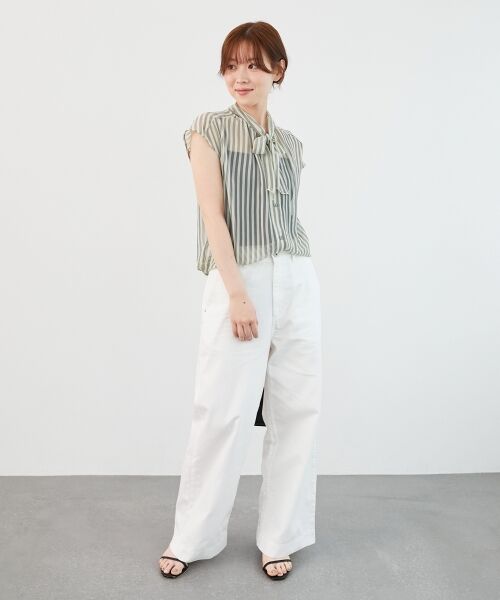 le.coeur blanc / ルクールブラン シャツ・ブラウス | 《手洗い可能》楊柳シアーストライプボウタイブラウス | 詳細7
