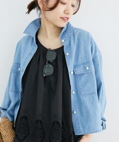 le.coeur blanc / ルクールブラン シャツ・ブラウス | 《軽い素材》パールボタンコンパクトデニムシャツ