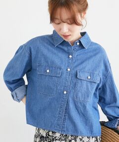 le.coeur blanc / ルクールブラン シャツ・ブラウス | 《軽い素材》パールボタンコンパクトデニムシャツ