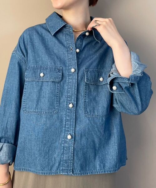 le.coeur blanc / ルクールブラン シャツ・ブラウス | 《軽い素材》パールボタンコンパクトデニムシャツ | 詳細11