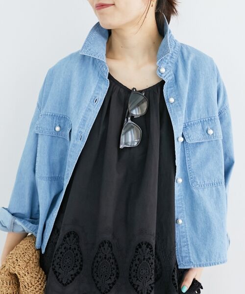 le.coeur blanc / ルクールブラン シャツ・ブラウス | 《軽い素材》パールボタンコンパクトデニムシャツ | 詳細17
