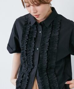 le.coeur blanc / ルクールブラン シャツ・ブラウス | 《1枚で着映え！》フロントフリルレギュラーカラー半袖シャツ