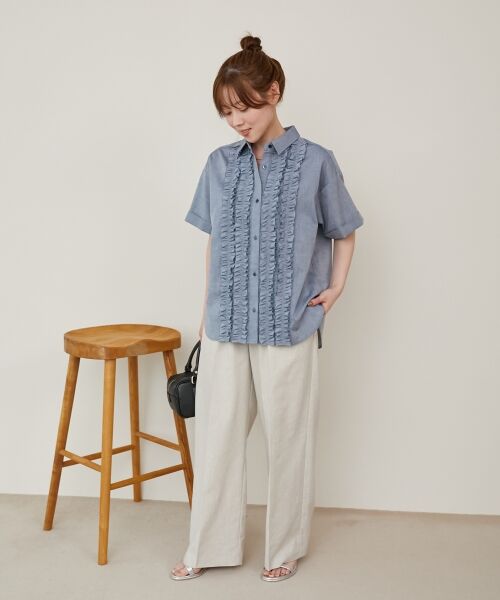 le.coeur blanc / ルクールブラン シャツ・ブラウス | 《1枚で着映え！》フロントフリルレギュラーカラー半袖シャツ | 詳細10