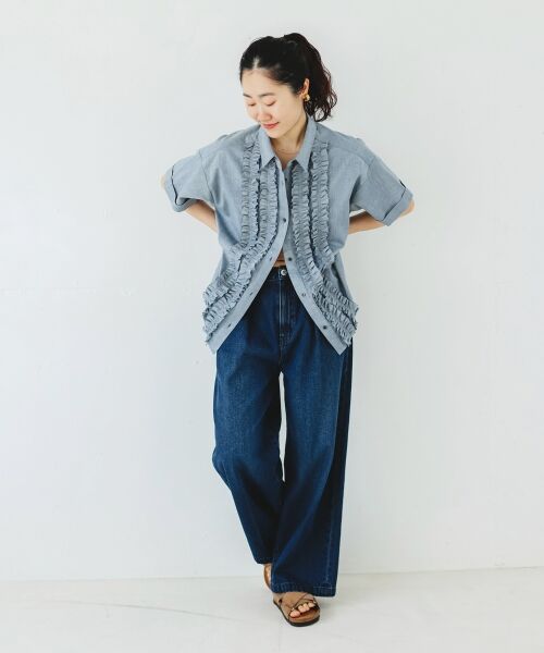 le.coeur blanc / ルクールブラン シャツ・ブラウス | 《1枚で着映え！》フロントフリルレギュラーカラー半袖シャツ | 詳細17