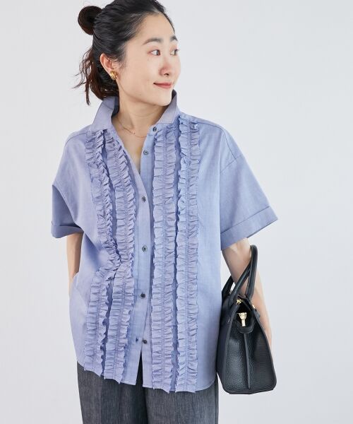 le.coeur blanc / ルクールブラン シャツ・ブラウス | 《1枚で着映え！》フロントフリルレギュラーカラー半袖シャツ | 詳細19