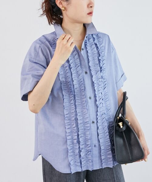 le.coeur blanc / ルクールブラン シャツ・ブラウス | 《1枚で着映え！》フロントフリルレギュラーカラー半袖シャツ | 詳細20