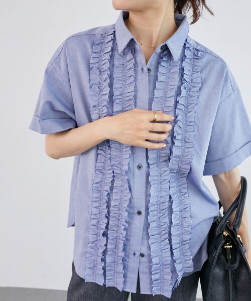 le.coeur blanc / ルクールブラン シャツ・ブラウス | 《1枚で着映え！》フロントフリルレギュラーカラー半袖シャツ | 詳細21