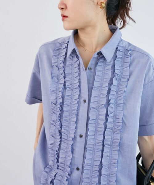 le.coeur blanc / ルクールブラン シャツ・ブラウス | 《1枚で着映え！》フロントフリルレギュラーカラー半袖シャツ | 詳細22